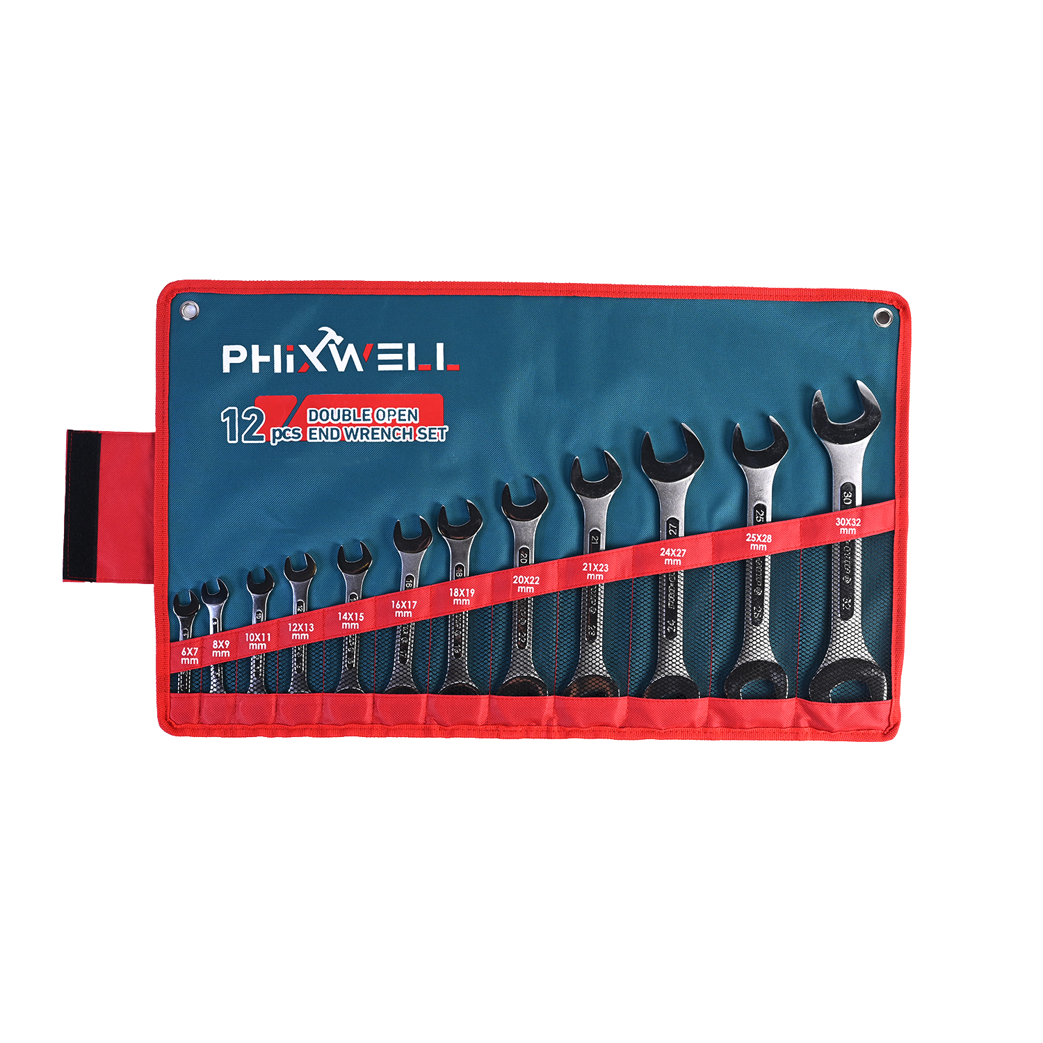 717534 PHIXWELL 12 Parça Çift Başlı Nervürlü Anahtar Takımı